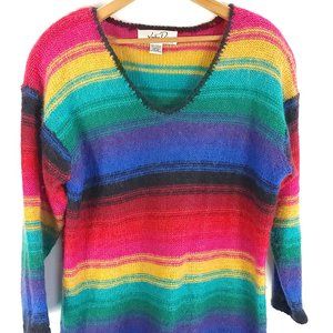 Vtg Katy D Sweater Women's 14/16 Multicolor Stripes Mohair Blend Kathryn Deene